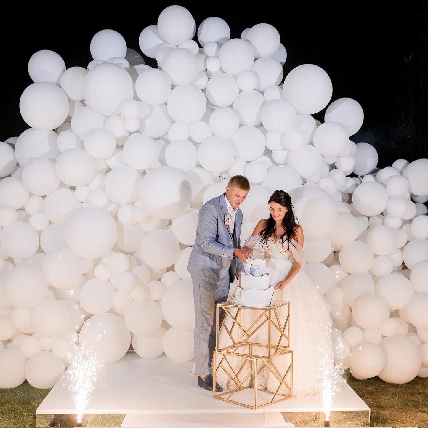 RUBFAC White Balloons - 105pcs in 5/10/12/18 Inch Sizes | Perfect for Party Decorations & Celebrations