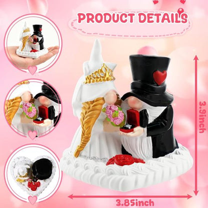 Exasinine Couple Gnome Figurines - Charming Wedding & Anniversary Cake Topper | Home Table Decor