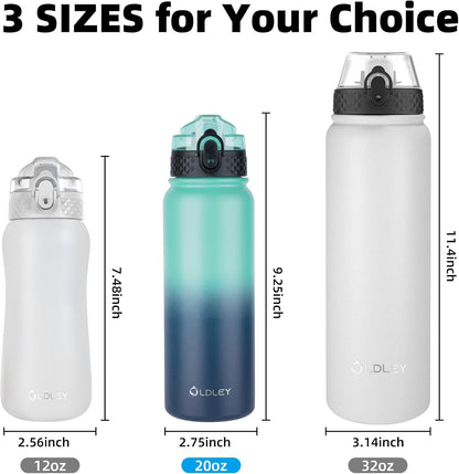 Oldley Insulated Water Bottle - 20oz Stainless Steel with 3 Lids, BPA-Free, Leak-Proof | Perfect for School & Travel
