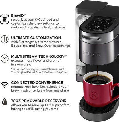 Keurig K-Supreme Plus SMART Coffee Maker - Single Serve K-Cup Brewer with MultiStream Technology, 78 Oz, Black