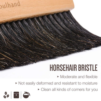 Soulhand Coffee Cleaning Brush Coffee Bar Brush Espresso Grinder Brush Tools Characteristic Hole Design Natural Boar Bristles Wooden Handle Cleaning Tools for Barista Home Kitchen