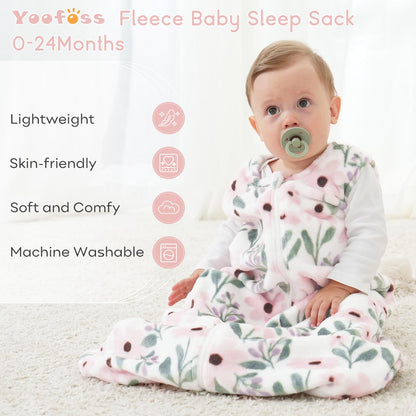 Yoofoss Baby Sleep Sack 6-12 Months, 1.5 Tog Sleep Sack, Fleece Baby Wearable Blanket with 2-Way Zipper, Infant Sleeping Sack, Soft Warm Lightweight(Small)