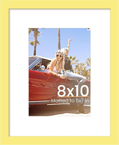 Upsimples 8x10 Picture Frame - Versatile Display for 5x7 with Mat or 8x10 Without - Yellow, 1 Pack