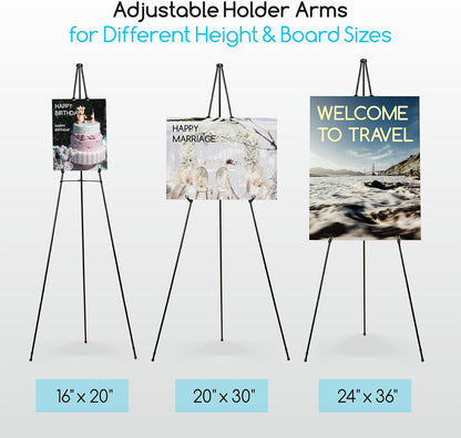 MEEDEN 6Pcs Metal Easel Stand - 63" Portable Tripod for Art Displays, Weddings & Presentations