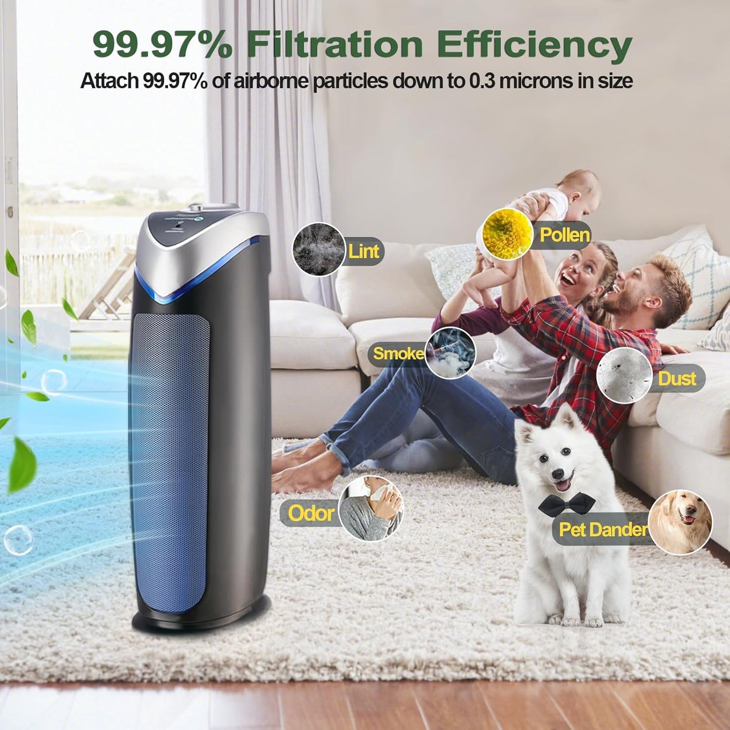 **FLT4825 HEPA Filter B Replacement - Compatible with GermGuardian Air Purifiers | 2 True HEPA + 8 Carbon Pre-Filters**