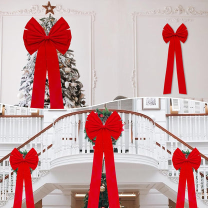Regine Switzerland Christmas Bows - Large 18”x35” Red Velvet Car & Tree Bow Topper | 2 Pack for Holiday Decor
