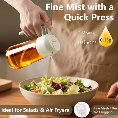 Skiennix Oil Sprayer - 16oz Glass Dispenser for Cooking | Perfect for Air Fryer, Salad & BBQ