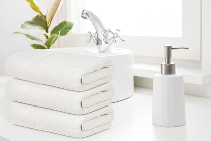 ZUPERIA White Bath Towels Bulk 12 Pack (22 x 44 Inches) - 100% Cotton Economy Light Weight Towels for Commercial Use - Quick Dry, Ultra-Soft, and Absorbent Bulk Towels
