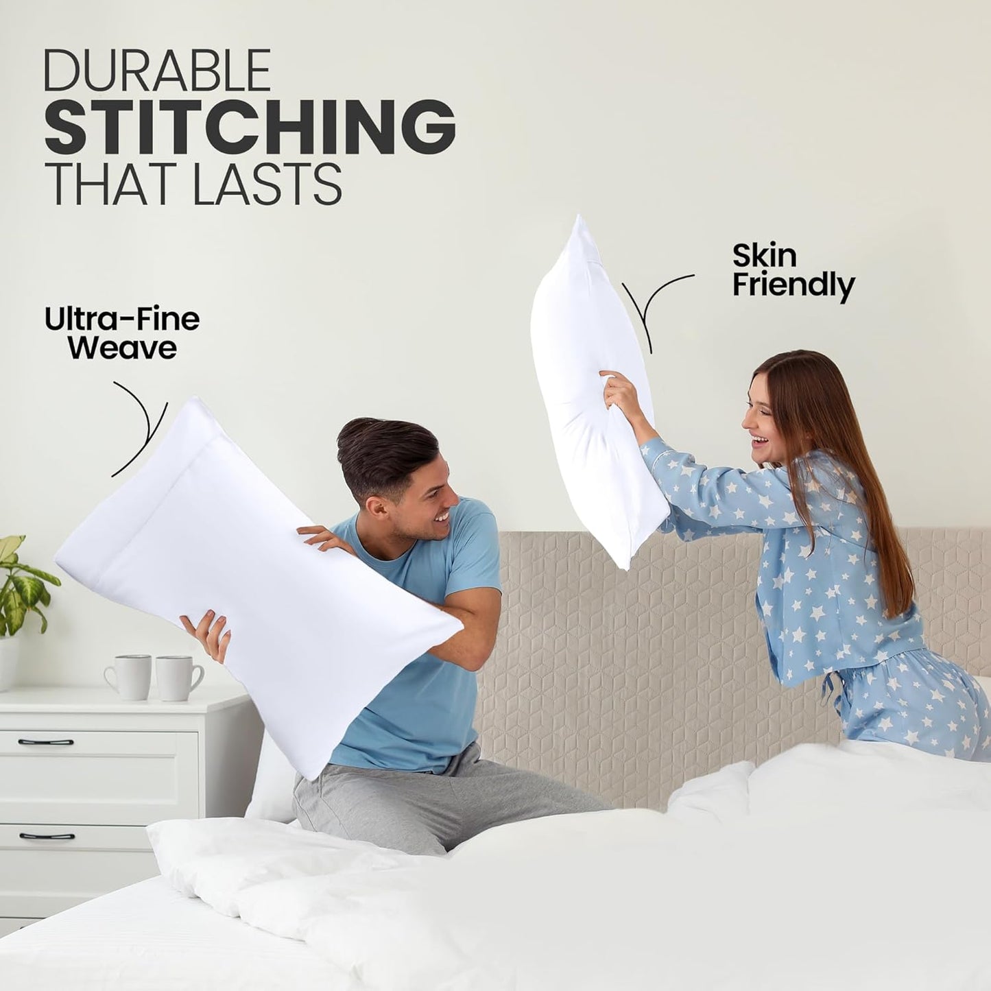 Utopia Bedding Standard Pillow Cases - Soft Brushed Microfiber - 2 Pack, 20 x 26 Inches | Fade Resistant, White