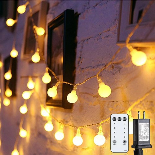 Globe 43 Ft String Lights - 100 LED Fairy Lights with Remote & Timer | Warm White Indoor/Outdoor Decor