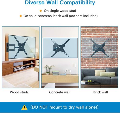 Full Motion TV Wall Mount Bracket Articulating Arms Swivels Tilts Extension for Most 24-55 Inch LED LCD Flat Curved Screen TVs, Max VESA 400x400mm up to 66lbs by Pipishell
