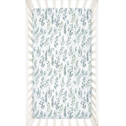 DILIMI Fitted Crib Sheet - Ultra-Soft Green Leaf Design for Standard Crib & Toddler Mattress