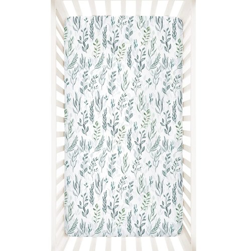 DILIMI Fitted Crib Sheet - Ultra-Soft Green Leaf Design for Standard Crib & Toddler Mattress