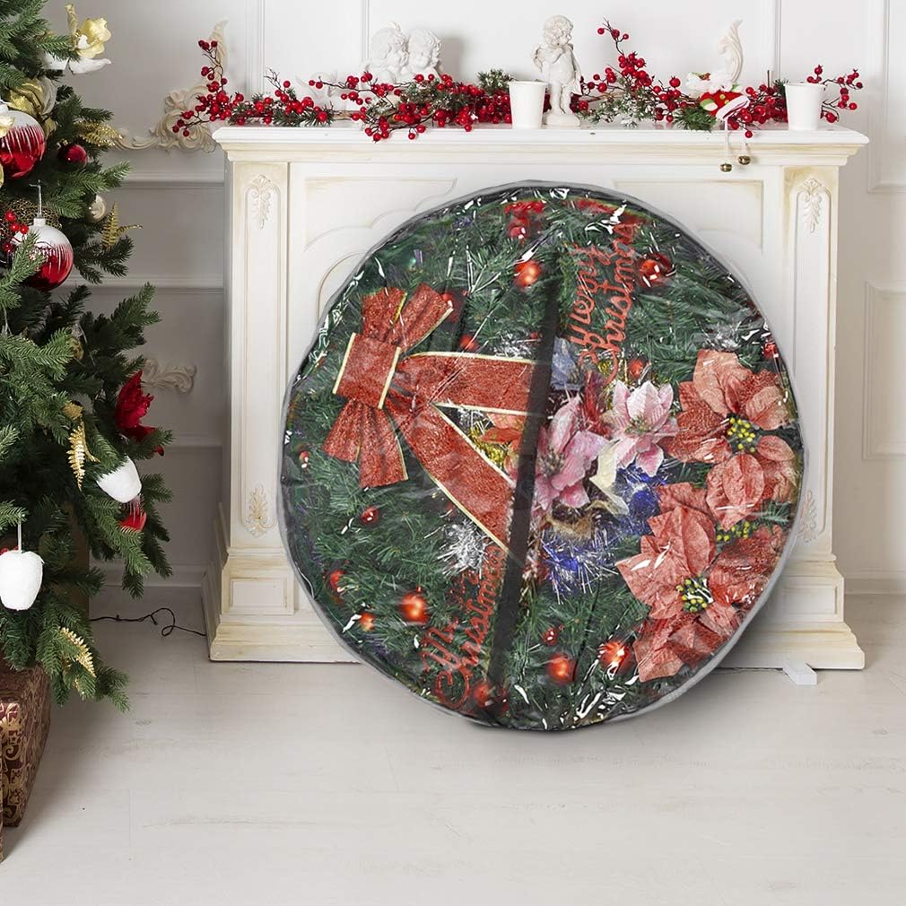 Primode Wreath Storage Bag 24" - Durable 600D Oxford Container with Clear Window for Easy Holiday Storage