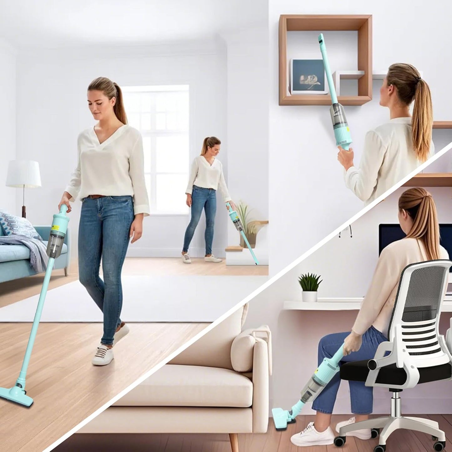 Skiennix 6-in-1 Rechargeable Stick Vacuum Cleaner - Handheld & Versatile for Home & Car Cleaning (Green)