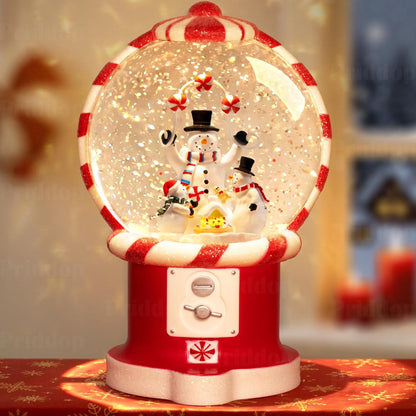 Priddop Snowman Snow Globe | Musical Glitter Christmas Decoration - 7.8 Inch USB/Battery Timer