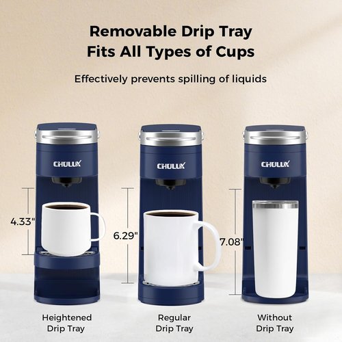 CHULUX Single Serve Coffee Maker - Fast Brewing K-Cup Machine for Travel Mugs | Matte Navy Finish