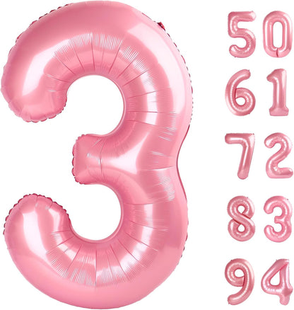 Pearlescent Pink Number 3 Balloon - 40 Inch Birthday Decoration for Kids & Women’s Parties