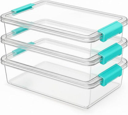 Gifhomfix 6QT Craft Organizers - Clear Storage Box with Lid for Arts & Crafts | 3 Pack
