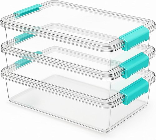 Gifhomfix 6QT Craft Organizers - Clear Storage Box with Lid for Arts & Crafts | 3 Pack