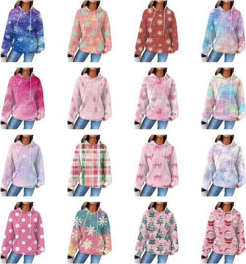 Domirica Christmas Waffle Sweatshirt - Women's Plus Size Pullover Crewneck | Cozy Long Sleeve Winter Fashion 2024