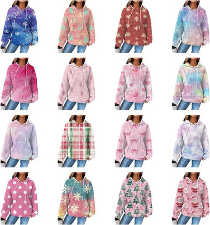 Domirica Christmas Waffle Sweatshirt - Women's Plus Size Pullover Crewneck | Cozy Long Sleeve Winter Fashion 2024