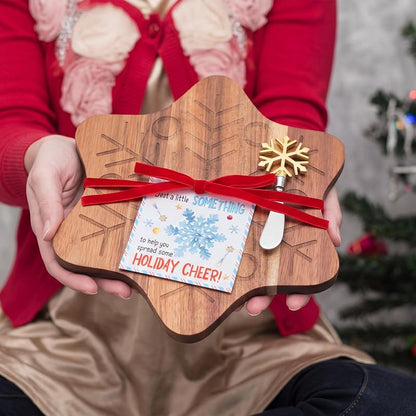 Christmas Snowflake Cutting Board & Spreader Gift Set (6 Sets) — Acacia Wood