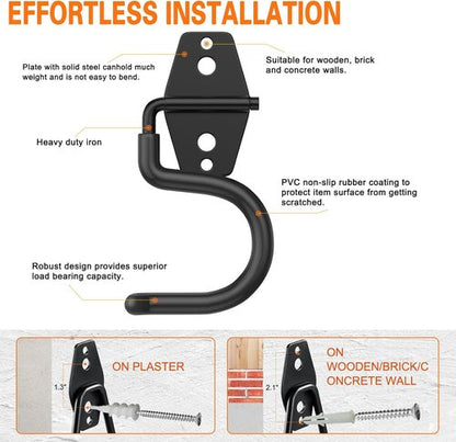 HUPBIPY Heavy-Duty Metal Garage Hooks - 6 Pack S Hooks for Tool Storage & Organization