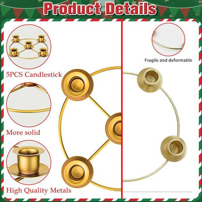 Advent Wreath | 5 Candle Holder Set with Advent Candles & Rings | Festive Table Decoration for Christmas