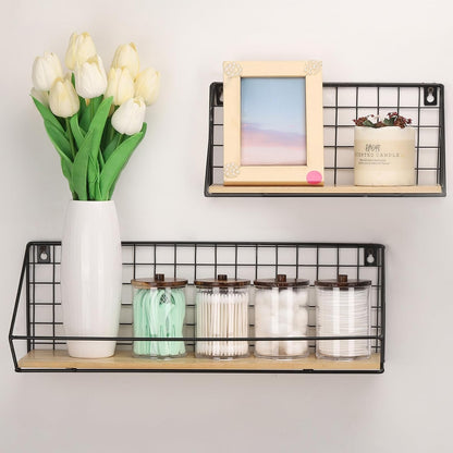 Tbestmax Qtip Holder Bathroom Set - 4 Pack Clear Plastic Organizers with Wood Lids | 10 oz Apothecary Jars for Cotton Balls & Swabs