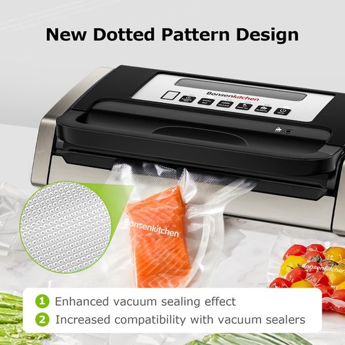 Bonsenkitchen Vacuum Sealer Bags - 6 Rolls of 11" x 16' | BPA-Free, Commercial Grade for Food Storage & Sous Vide