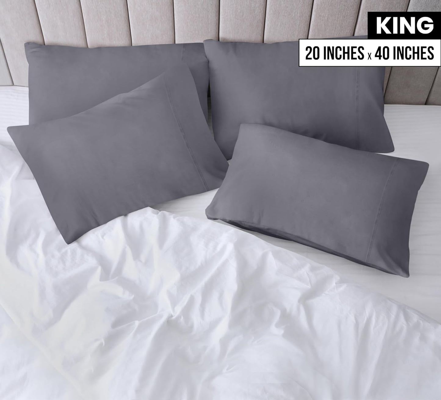 Utopia Bedding King Pillow Cases - 12 Pack | Soft Brushed Microfiber - Fade Resistant 20 X 40 Inches (Grey)
