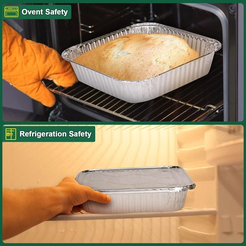 Heavy-Duty Aluminum Foil Pans by [Brand Name] - 8x8 Inch Disposable Baking Trays with Lids | 15 Pack, Reusable & Leakproof