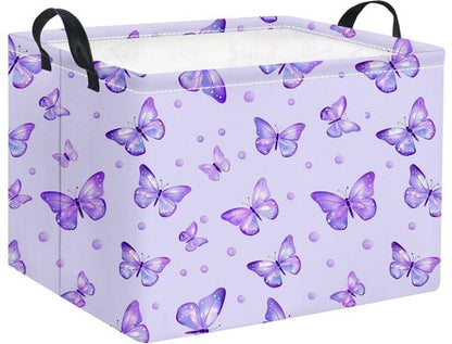 HIYAGON Rectangular Baby Girl Basket Kids Baby Storage Basket Toy Storage Bin Organizer Box Room Decor(Dot Butterfly)