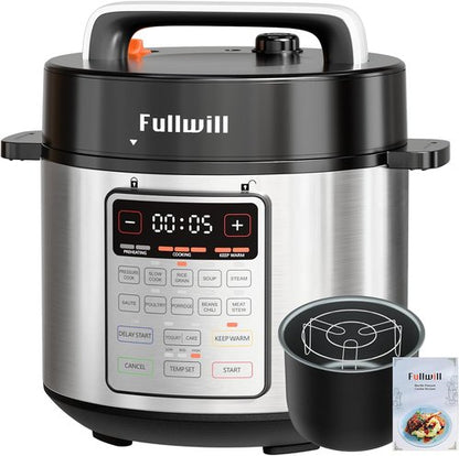Fullwill 9-in-1 Electric Pressure Cooker - 12 Presets Instant Multi Cooker, 6 Quart Nonstick Pot