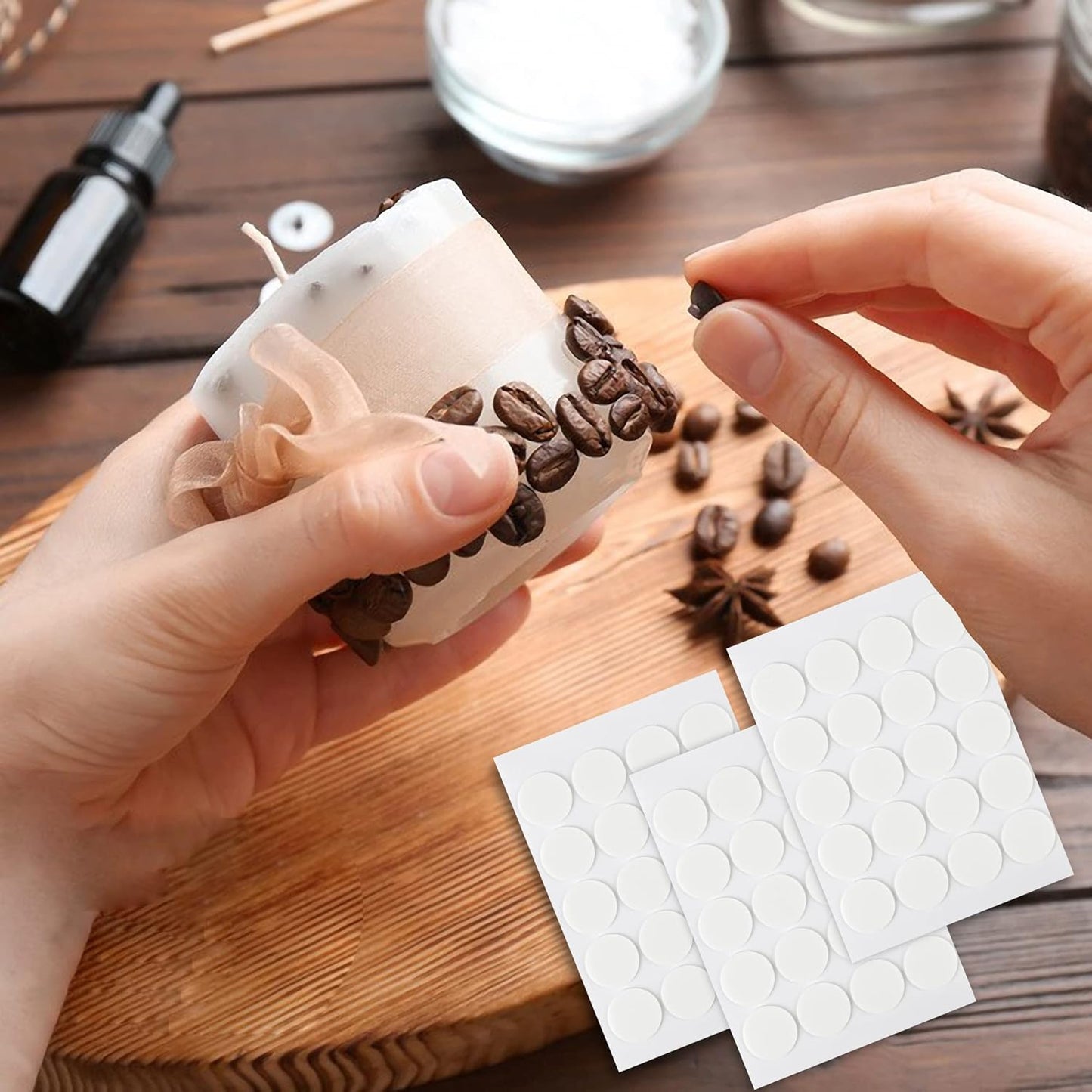Skiennix Candle Wick Stickers - Heat-Resistant Double-Sided Adhesive for Candle Making | 200 PCS