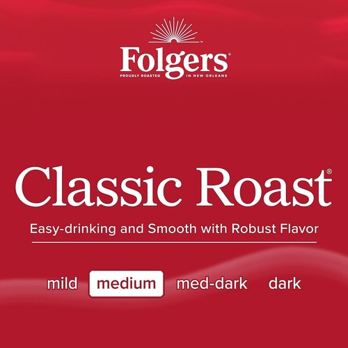 Folgers Classic Roast Coffee, Medium Roast, Keurig K-Cup Pods, 10 Count Box (Pack of 6)