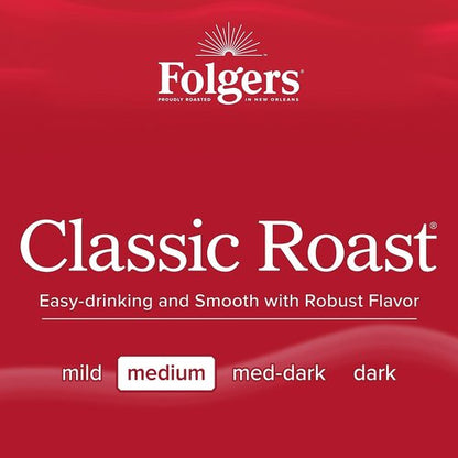 Folgers Classic Roast Coffee, Medium Roast, Keurig K-Cup Pods, 10 Count Box (Pack of 6)