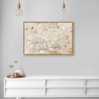 Oliver Gal Canvas Print - Van Gogh in Golden Blossoms Wall Art for Living Room & Bedroom | 36" x 24" Gold Frame
