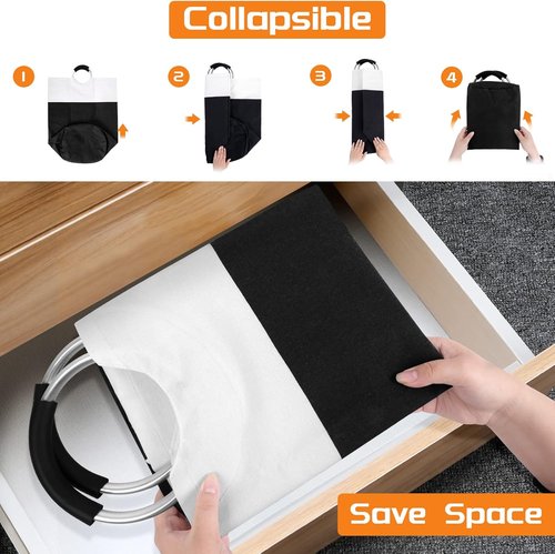 BlissTotes 90L Laundry Basket - Collapsible Waterproof Hamper with Foam Handles | Black
