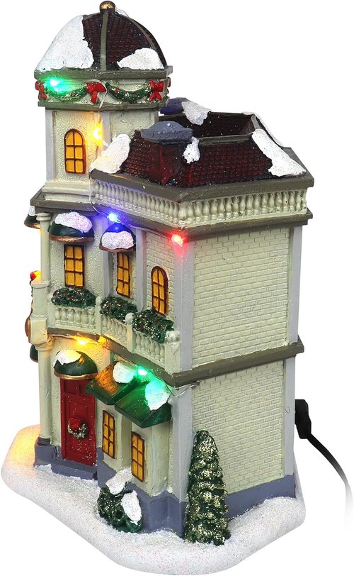 Christmas Village Restaurant | Lighted Musical Snow Village Collectible Building - Ideal for Holiday Decor