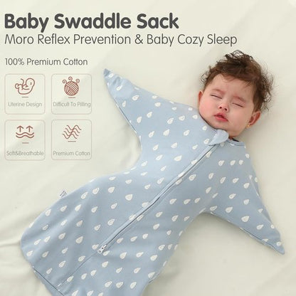 Insular Baby Transitional Swaddle - 2-Way Zipper Newborn Sleep Sack | Arms Up Infant Sleeping Bag, Raindrop, 0-3 Months