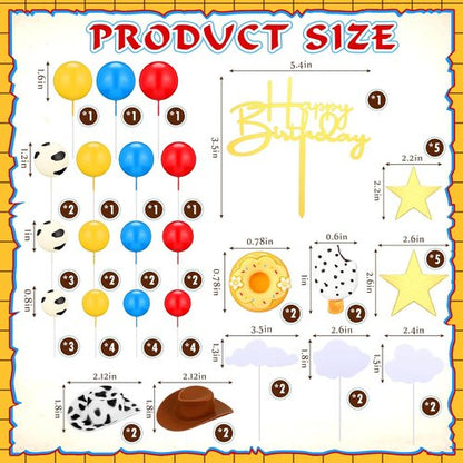 GlikCeil 57 Pcs Cartoon Cake Topper Kit - Colorful Cow Birthday Party Decorations | Baby Shower Supplies