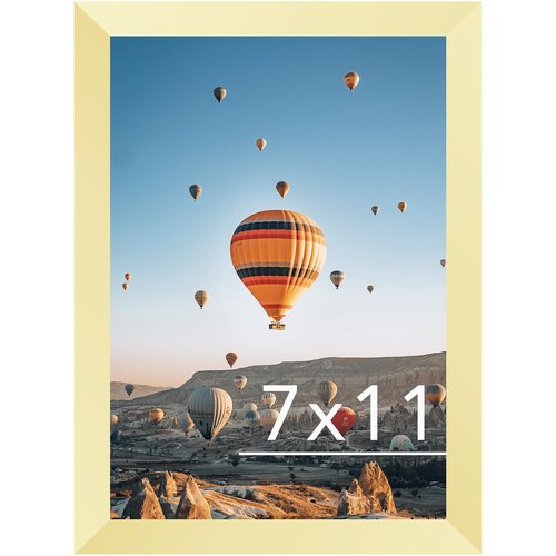 JCJMY 7x11 Picture Frame Gold for Wall Hanging or Tabletop- Wall Mounting Horizontally or Vertically, 7 x 11 Wall Gallery Poster Photo Frame for 7 by 11 Photos, Gold