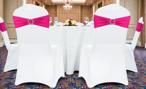 MDS Spandex Chair Sashes - Premium Stretch Covers with Buckle Slider for Weddings & Events | Pack of 10 - Magenta