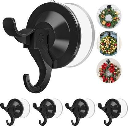 Heavy Duty Suction Cup Hooks by [Brand Name] - 5 Pack Removable Wreath Holders for Doors & Windows | Holds Up to 11 Lbs