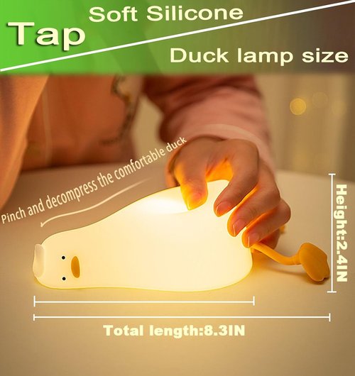 DREAMING MY DREAM Cute Duck Night Light - Rechargeable LED Lamp for Kids | 3-Level Dimmable Touch Control