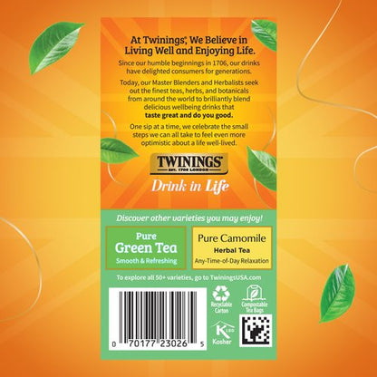 Twinings Pure White Tea Individually Wrapped Bags, 20 Count (Pack of 6), Light & Fresh, Caffeinated, Enjoy Hot or Iced, 120 Teabags