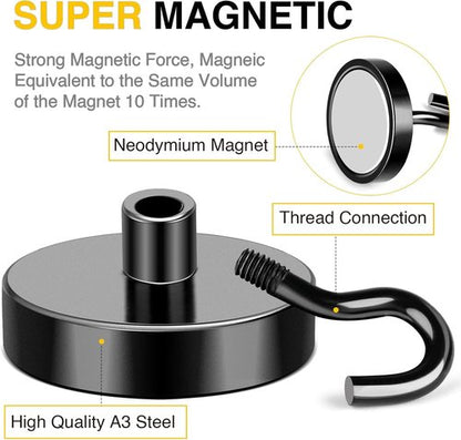 DIYMAG Magnetic Hooks - 170Lbs Heavy Duty Silver S-Hooks for Garage, Kitchen & Office | 10 Pack