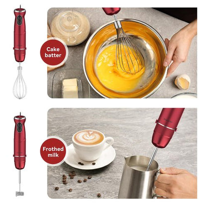 Immersion Blender 5 in 1 Hand Blender, Abuler 1000W Hand Mixer Stick,12 Speed Handheld Blender 304 Stainless Steel with 600ml Mixing Beaker, 500ml Chopper, Whisk and Milk Frother for Soup, Baby Food